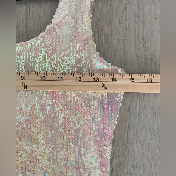 Misses Women White Reversible Sequin Tank Dress Size Medium Charlotte Russe - Picture 5 of 7